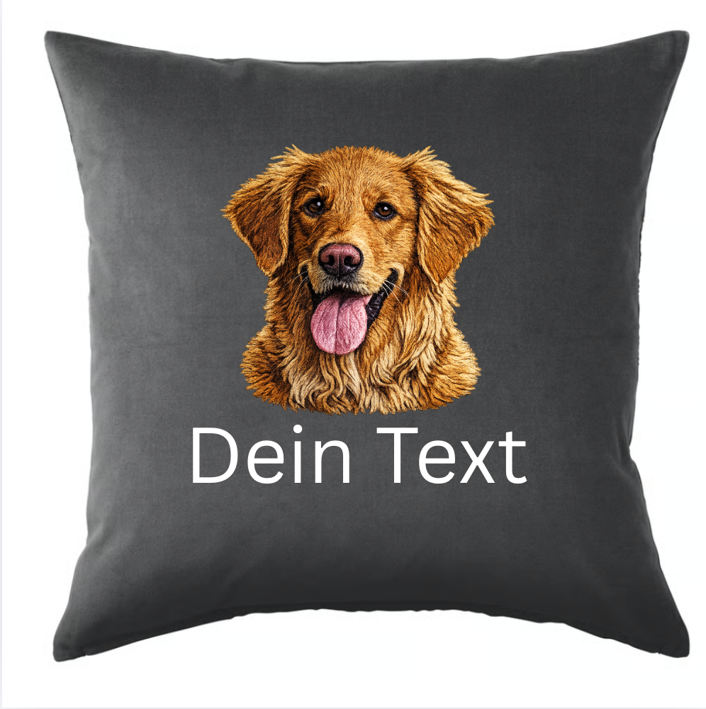 Logo/ Design Schriftzug Individuelles Kissen mit Federfüllung, Anthrazit, 50x50 cm