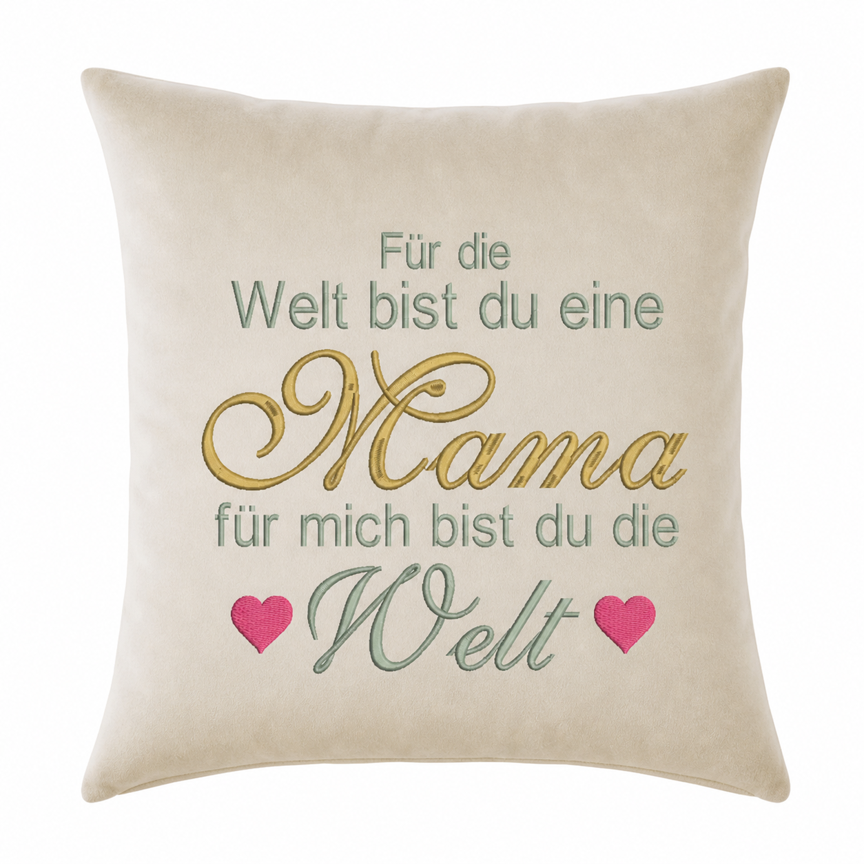 Baumwollkissen Muttertag Stickerei - Mama, Für mich bist du die Welt