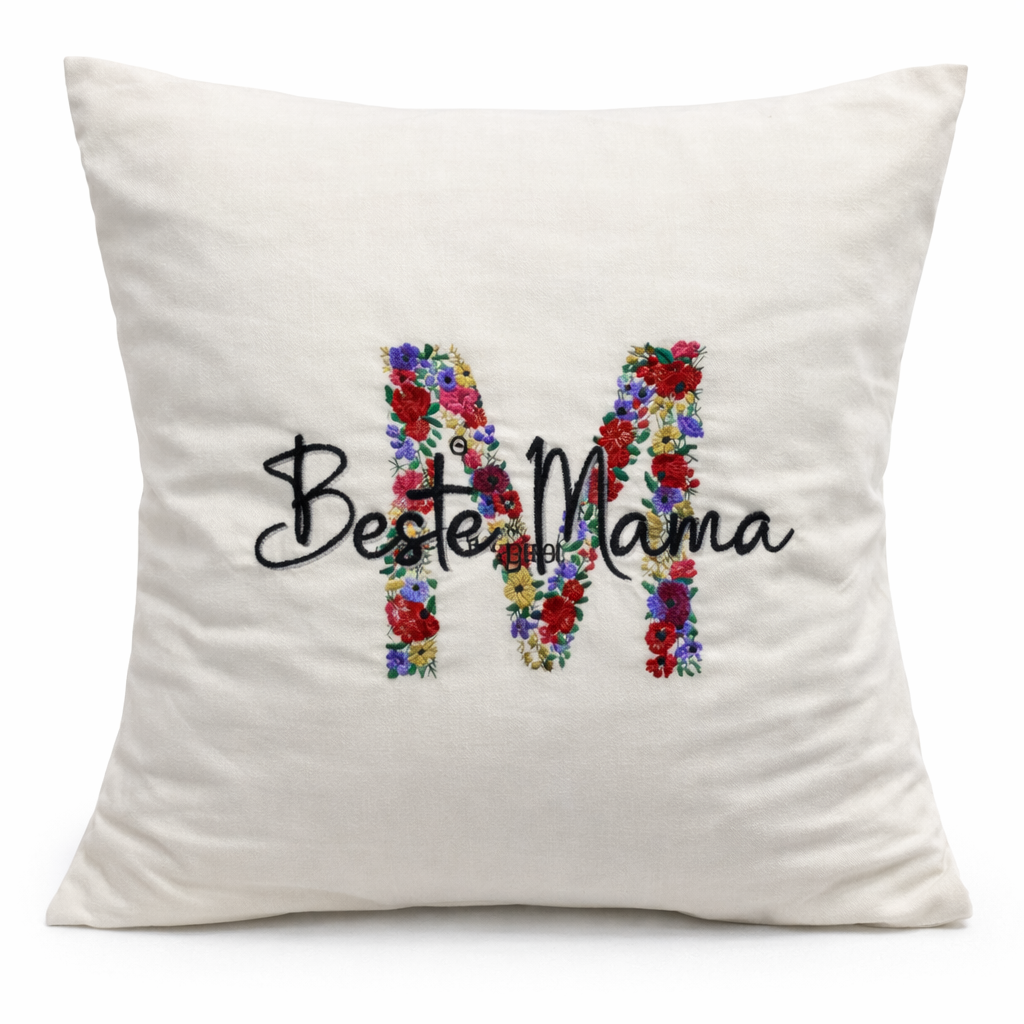 Beste Mama Kissen, elfenbeinweiß, 50x50 cm